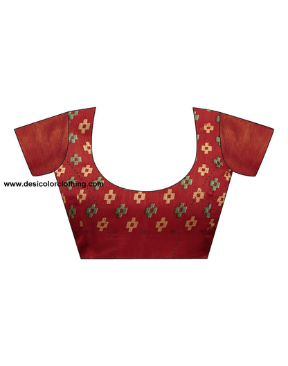 Red Cotton Printed Saree