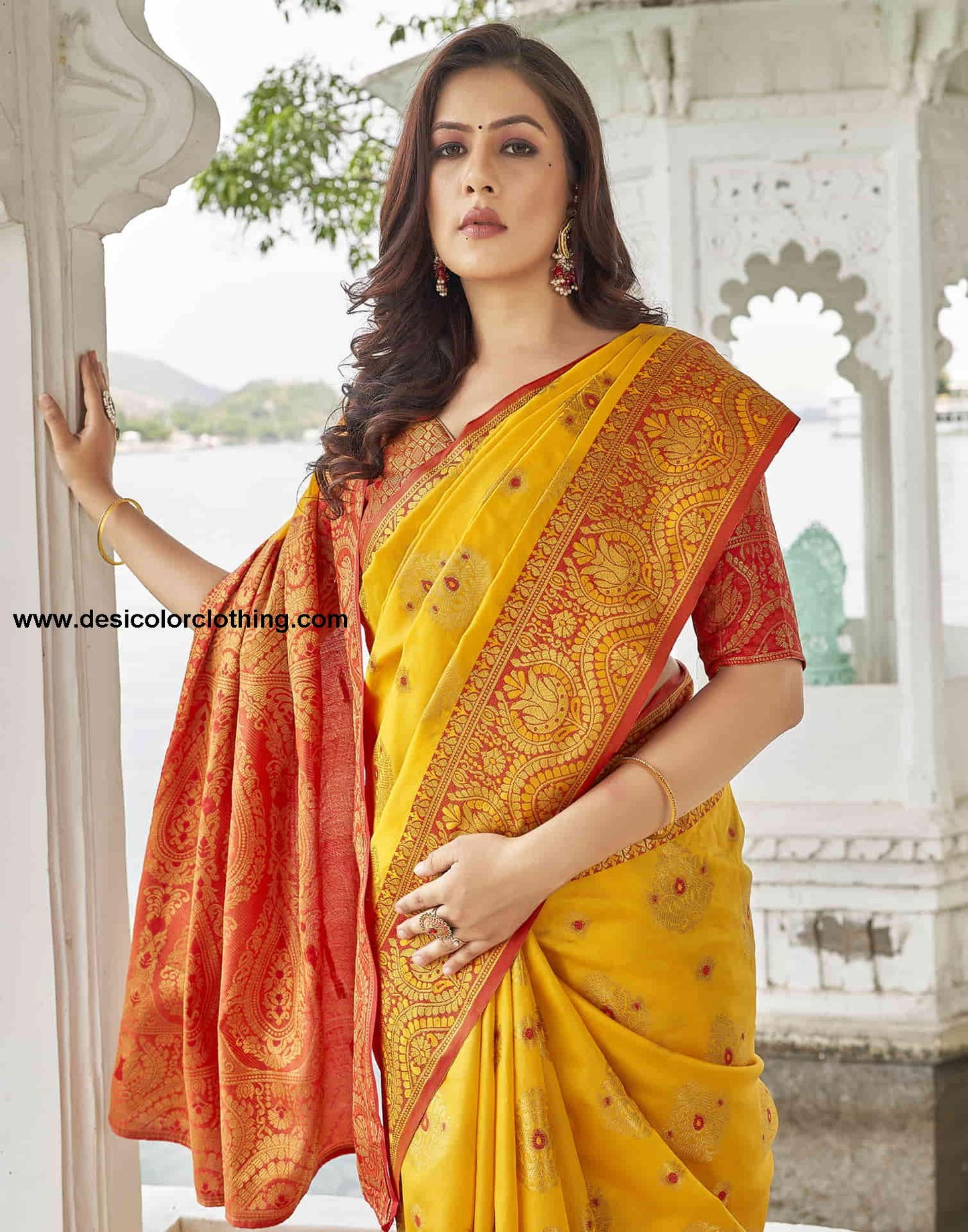Yellow Silk Woven Banarasi Saree
