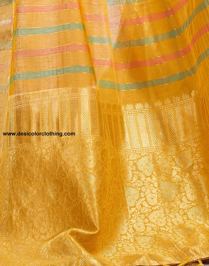 Yellow Woven Silk Saree