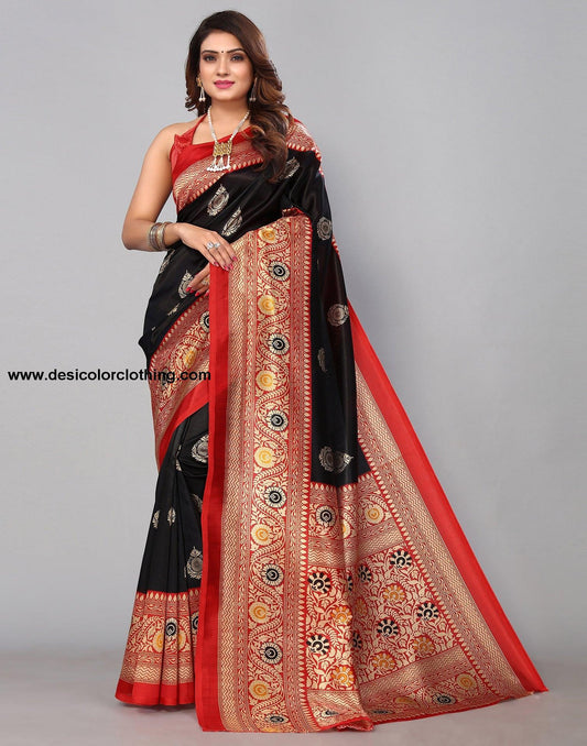 Black Silk Printed Saree