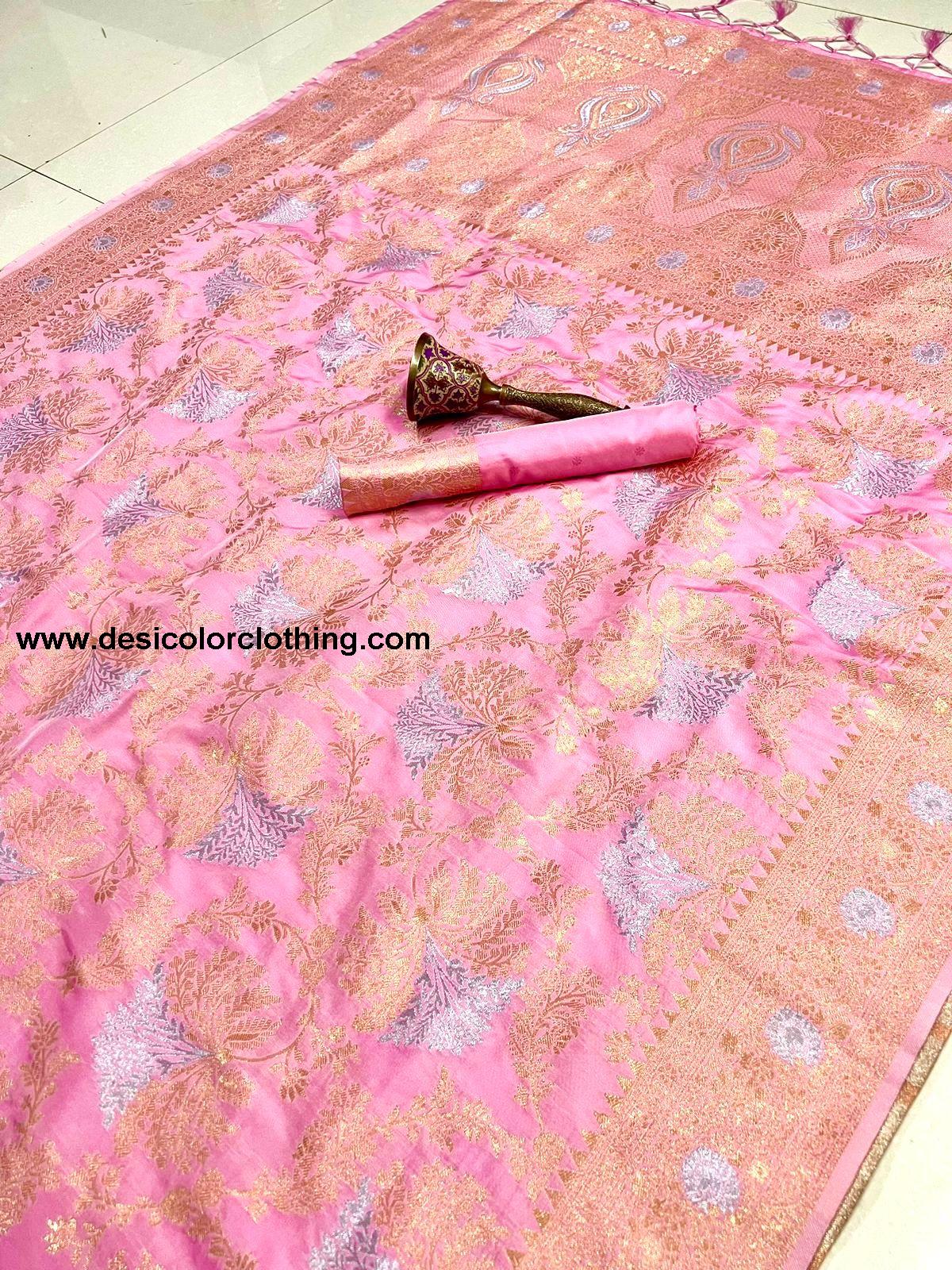 Pure Silk Saree with Minakari Work and Original Jari