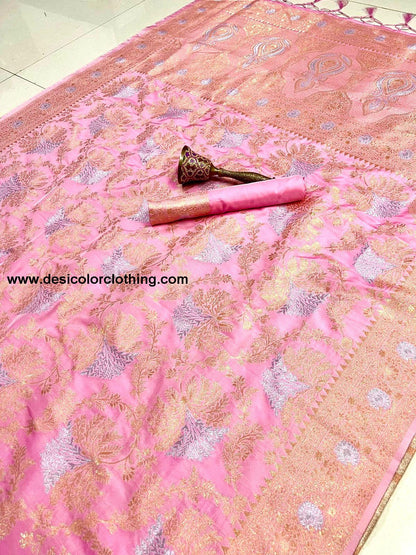 Pure Silk Saree with Minakari Work and Original Jari