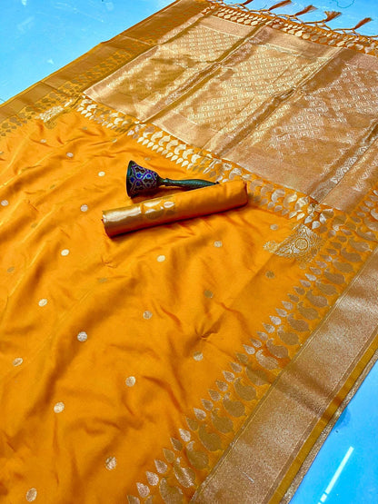 Product Image - Exquisite Pure Silk Banarasi Saree with Gold Jari and Butta Design