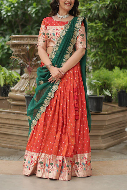 Product Image - Designer Cosmos Jacquard Lehenga Choli with Dupatta - Elegant Festive & Wedding Attire