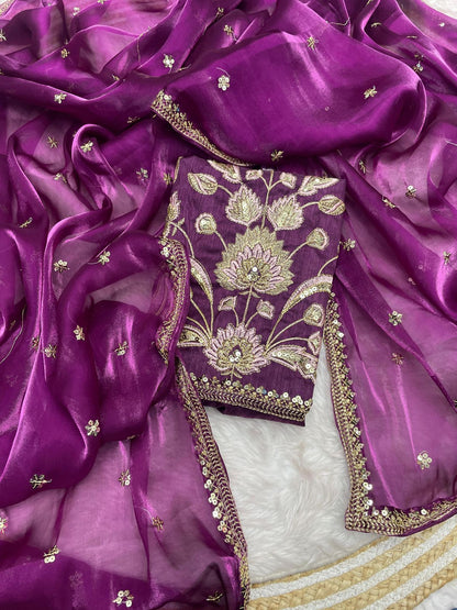 Product Image - Elegant Zimmy Choo Satin Saree with Sequence Embroidery