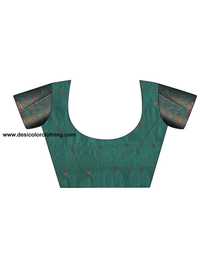 Teal Green Silk Woven Banarasi Saree