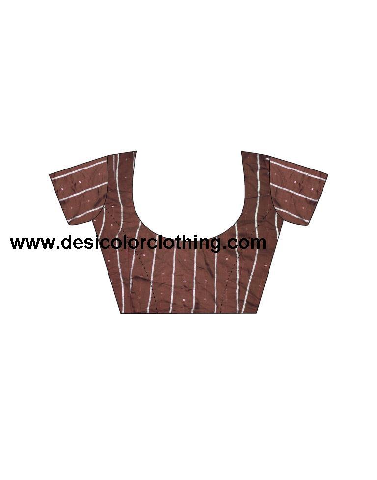 Brown Georgette Plain Saree