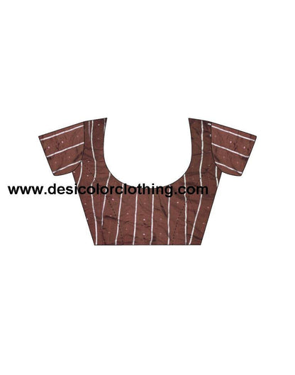 Brown Georgette Plain Saree