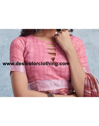 Wine Linen Printed  Saree