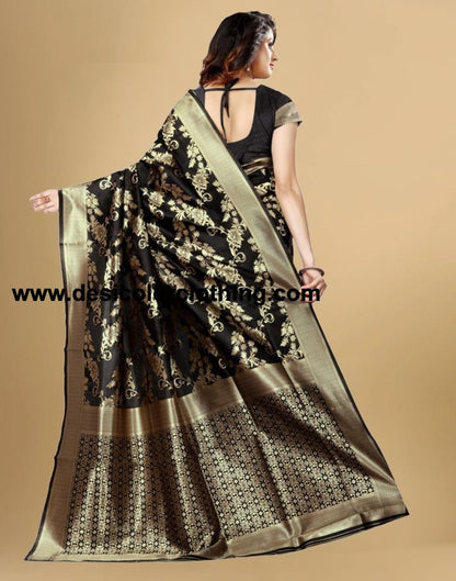 Black Jacquard Banarasi Silk Saree