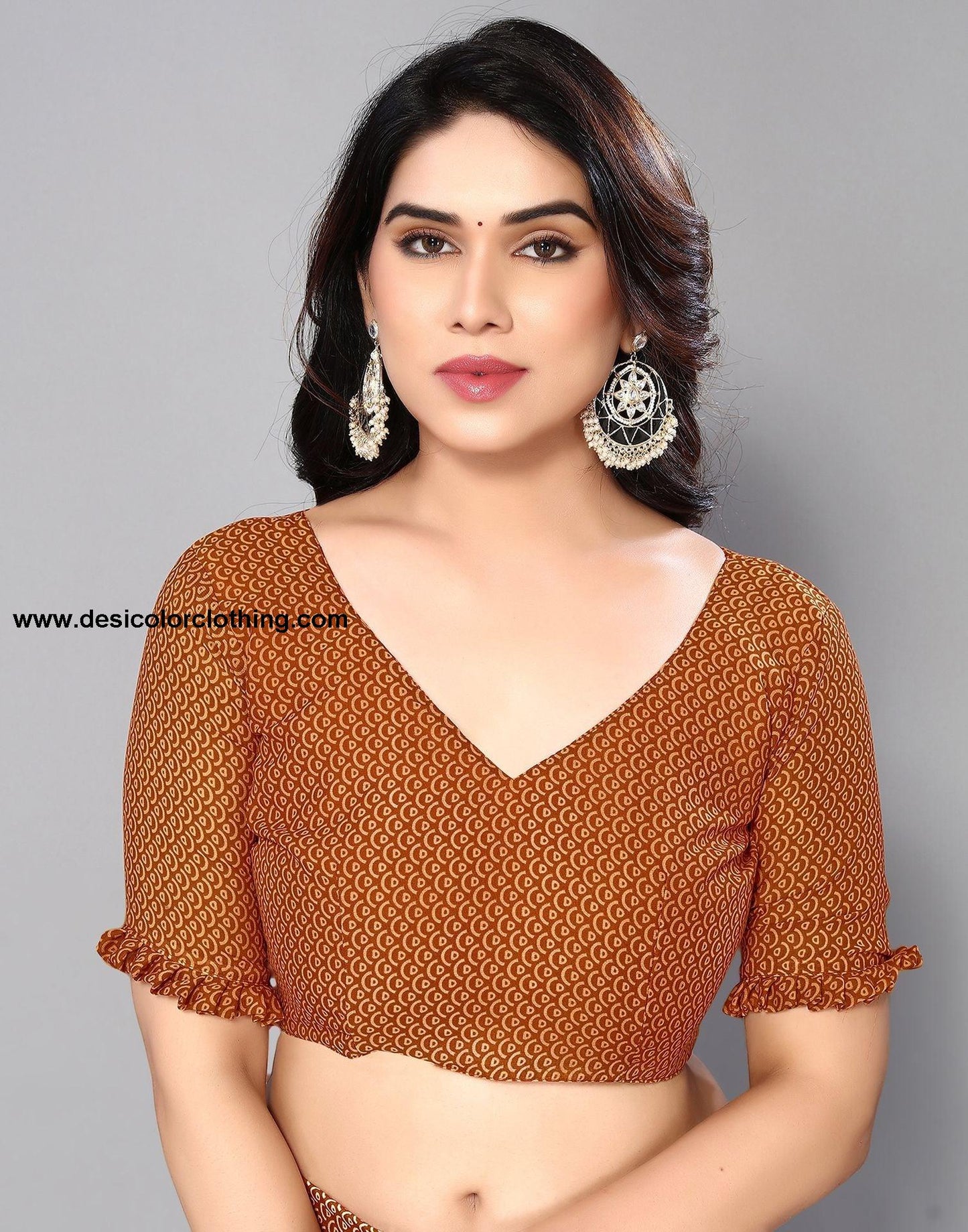 Rust Printed Saree