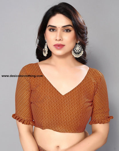 Rust Printed Saree