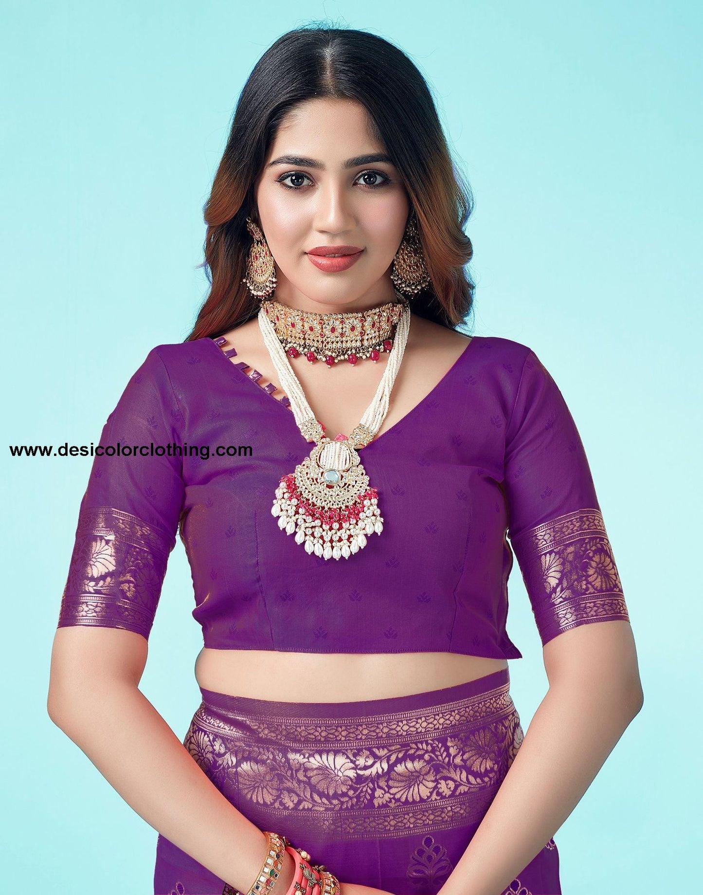 Dark Purple Jacquard Silk Saree