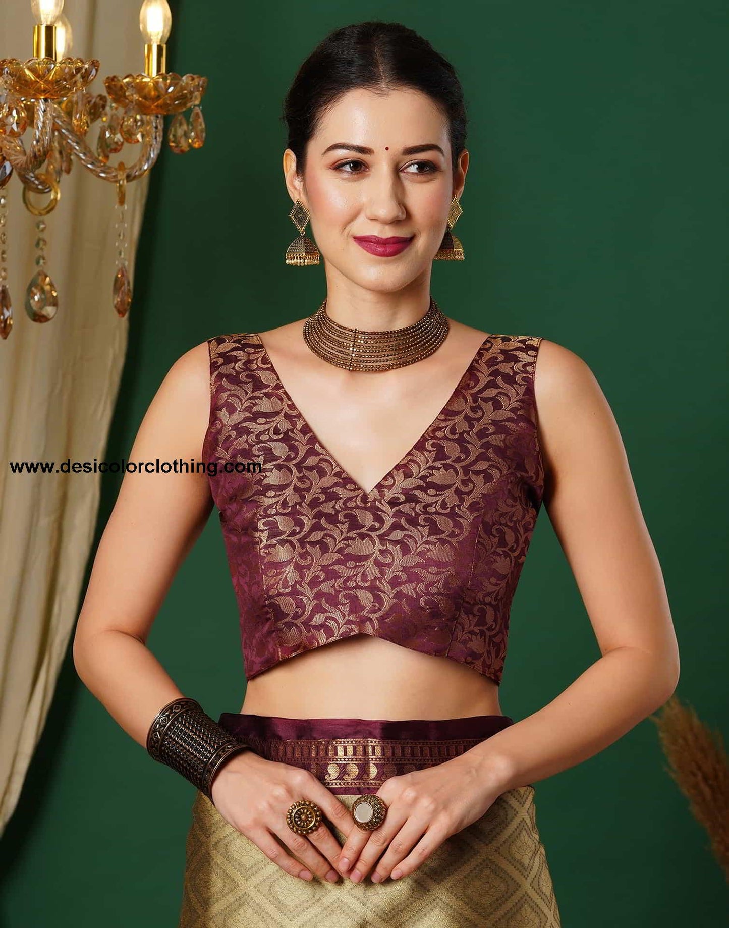 Brown Banarasi Silk Woven Saree