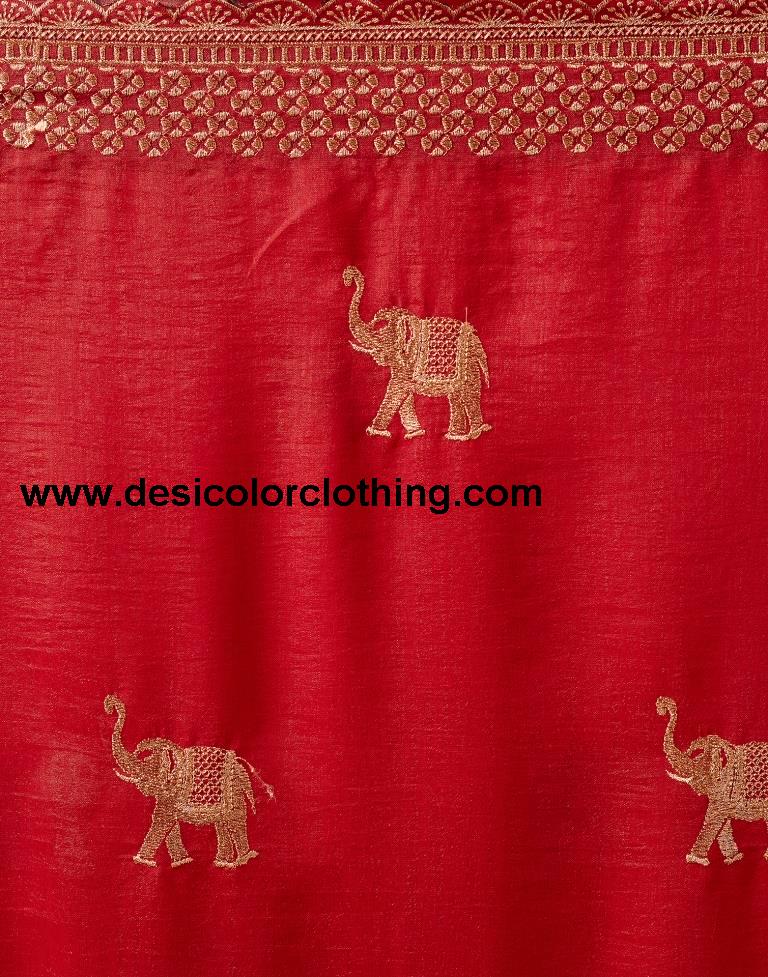 Red Silk Embroidery Saree