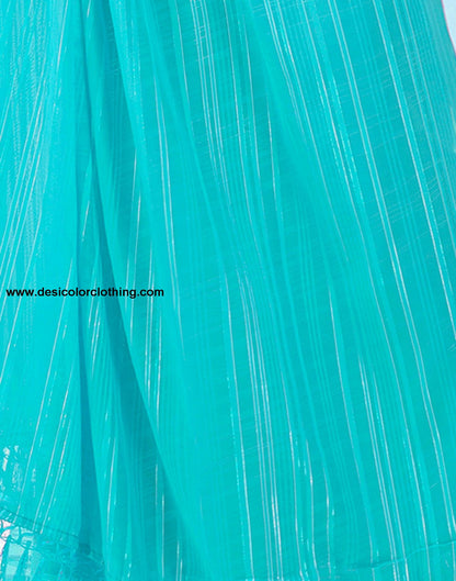 Blue Georgette Plain Saree