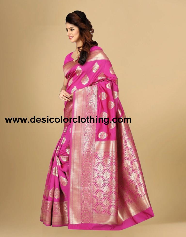 Rani Pink Banarasi Silk Saree