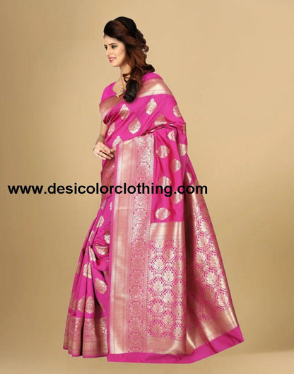Rani Pink Banarasi Silk Saree