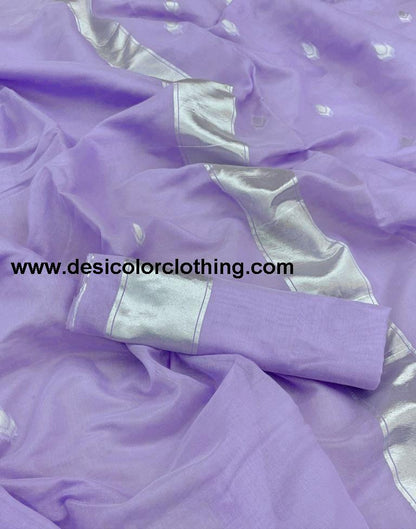 Lavender Cotton Weaving Saree