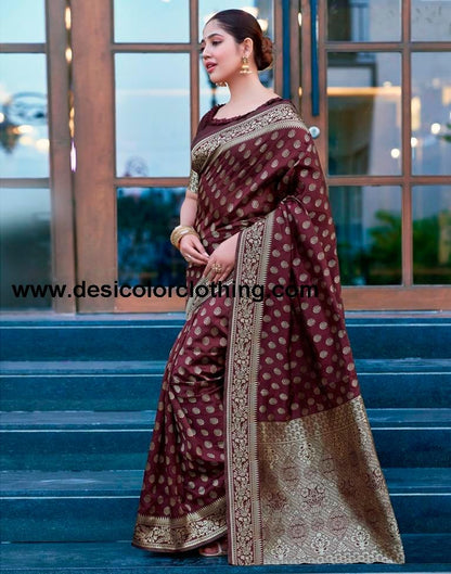 Dark Maroon Silk Weaving Saree
