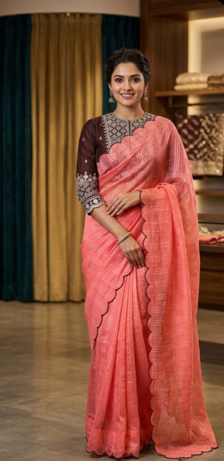Product Image - Elegant Silk Saree with Intricate Embroidery - 1
