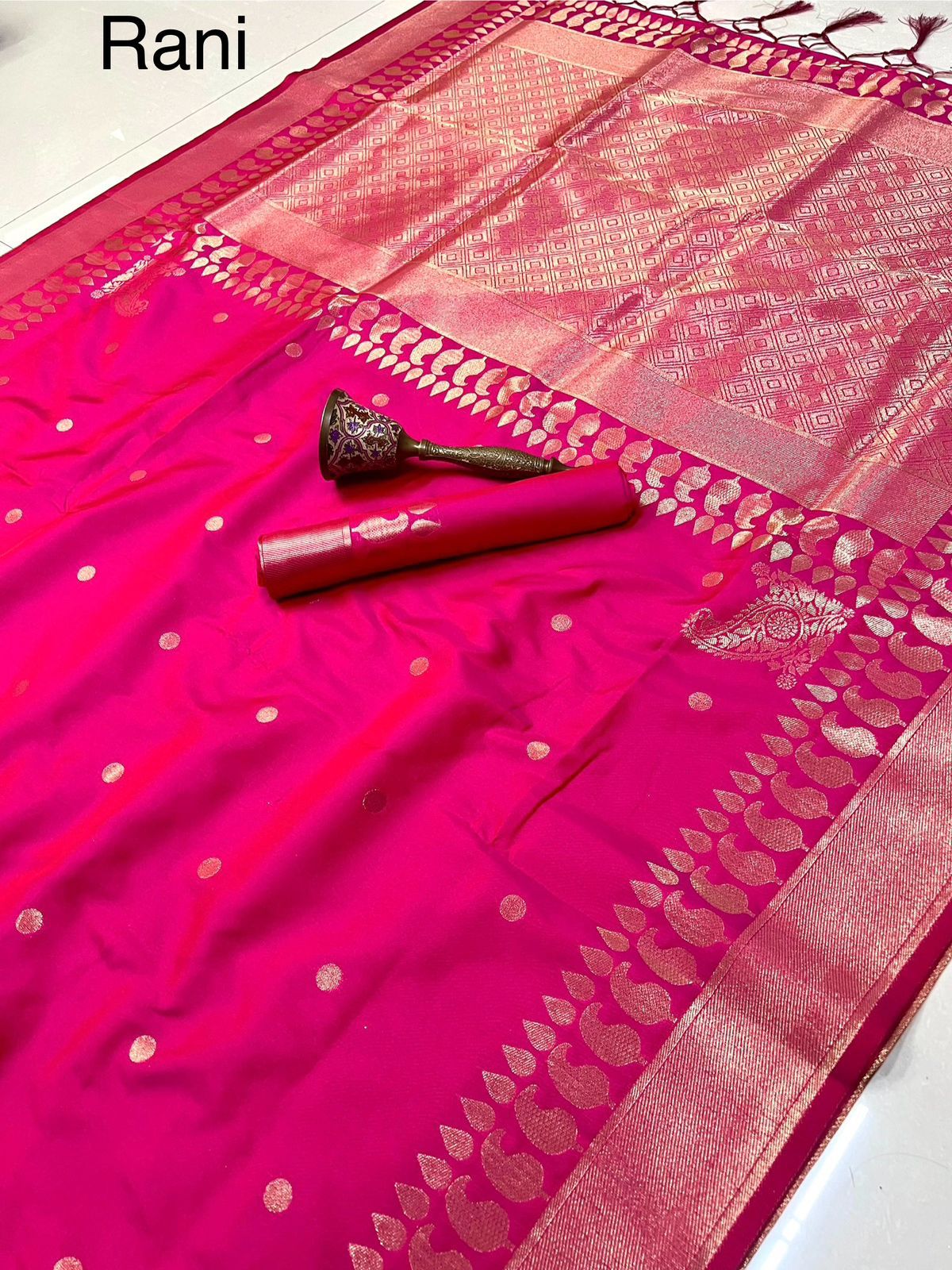 Product Image - Exquisite Pure Silk Banarasi Saree with Gold Jari and Butta Design