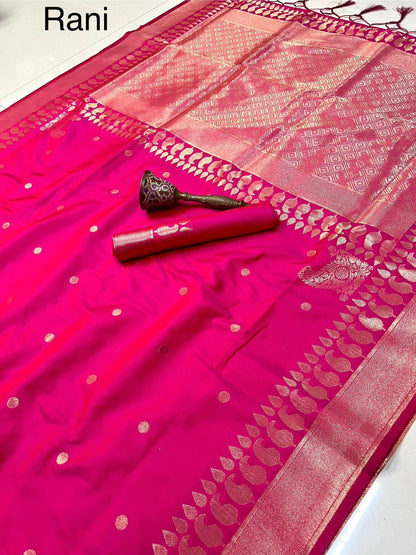 Product Image - Exquisite Pure Silk Banarasi Saree with Gold Jari and Butta Design