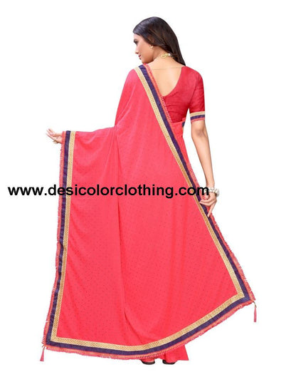 Pink Coloured Lycra Foil Printed Casual saree