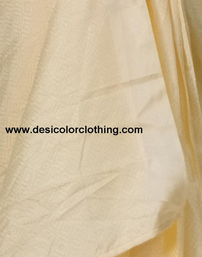 Cream Plain Silk Pre-draped Saree
