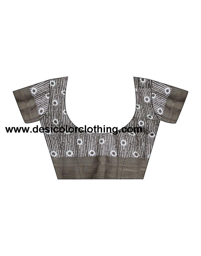 Brown Silk Printed Saree
