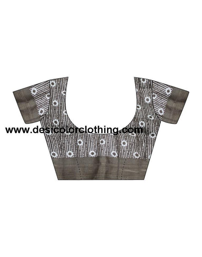 Brown Silk Printed Saree