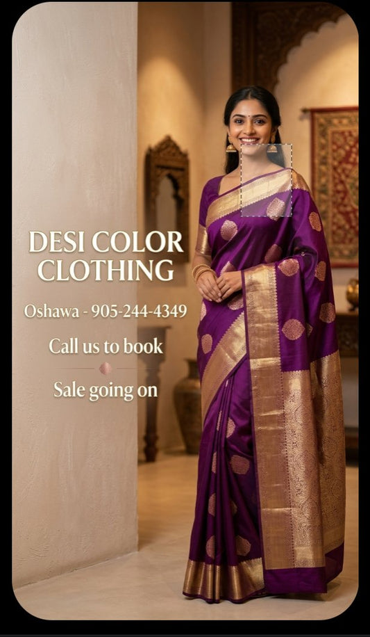 Product Image - Elegant Purple Kachipuram Pure Pattu Saree - 1