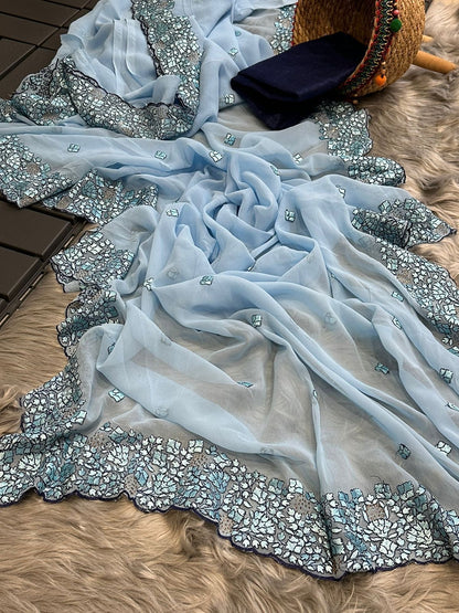 Pure Georgett silk saree