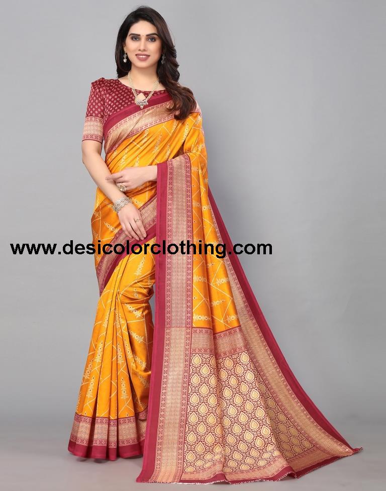 Yellow Banarasi Silk Saree
