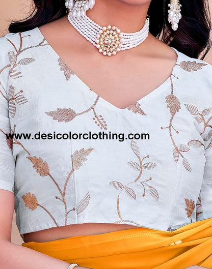 Turmeric Georgette Embroidery Saree