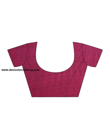 Dark Pink Silk Floral Printed Saree