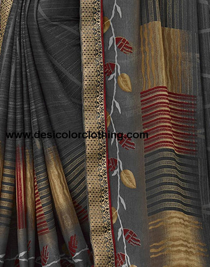 Steel Grey Coloured Chiffon Printed Saree | SLV2206S941