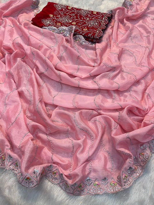 Product Image - Designer Georgette & Banarasi Silk Saree for Weddings & Festive Wear