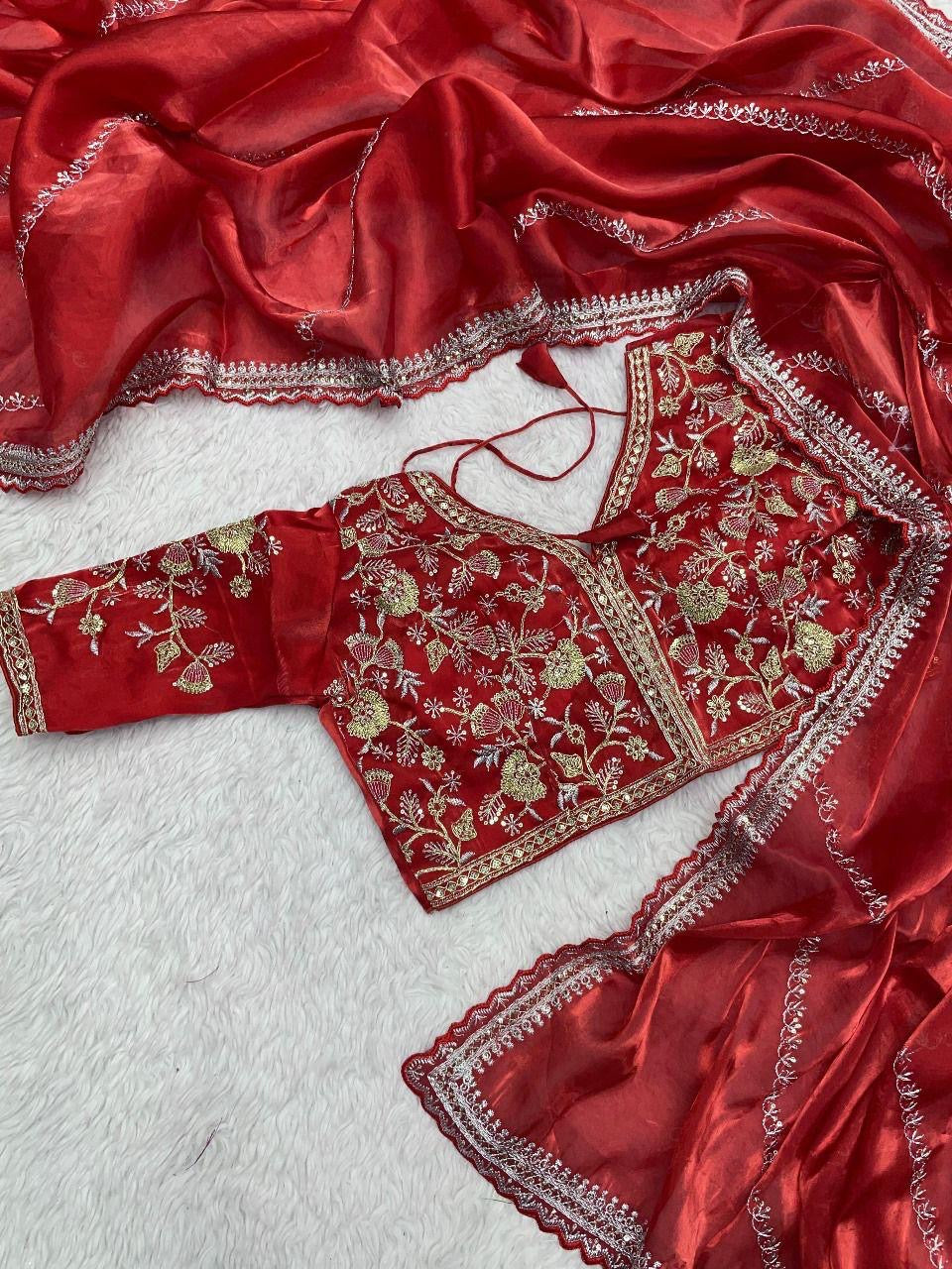 Jimmy Choo Designer Sarees with Stitched Blouse – Luxury Look