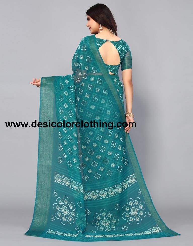 Pine Green Cotton Saree