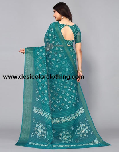 Pine Green Cotton Saree