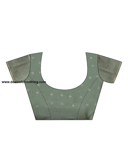 Dark Pista Green Printed Silk Saree