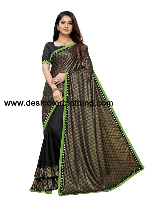 Black Coloured Lycra Blend Sequence Partywear saree | SLV1475S113