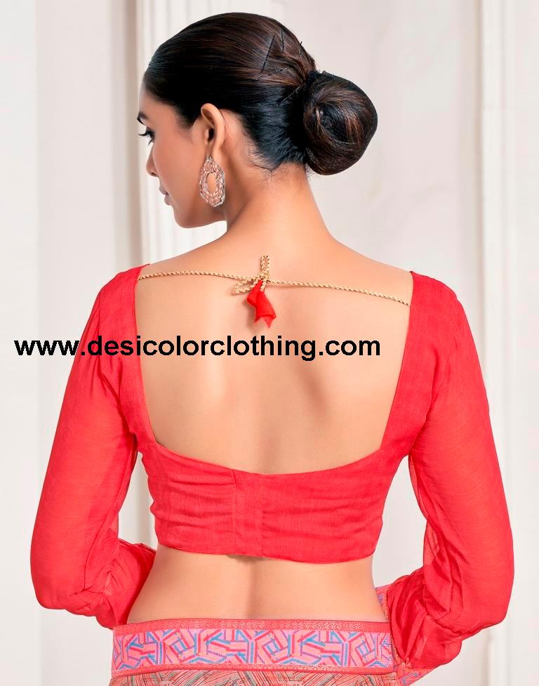 Dusty Peach Chiffon Printed Saree
