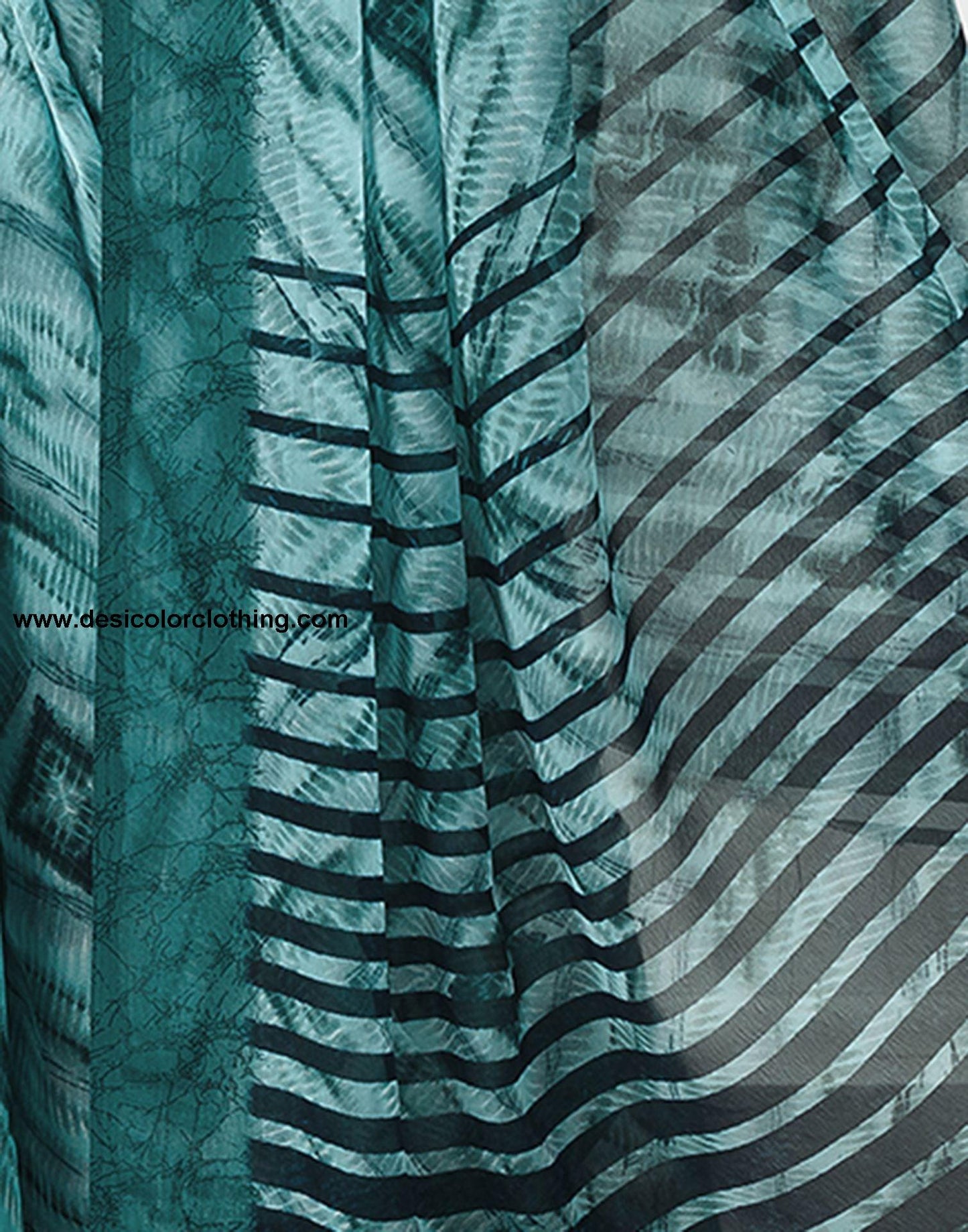 Dusty Green Printed Georgette Saree