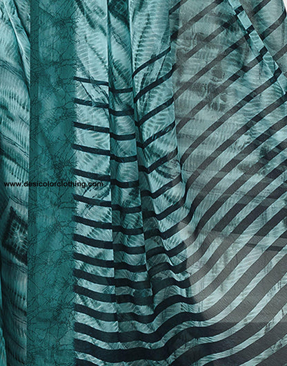 Dusty Green Printed Georgette Saree