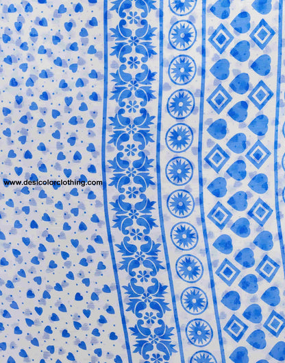 Dark Blue Chiffon Printed Saree