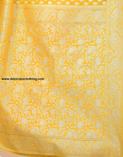 Yellow Cotton Plain Saree