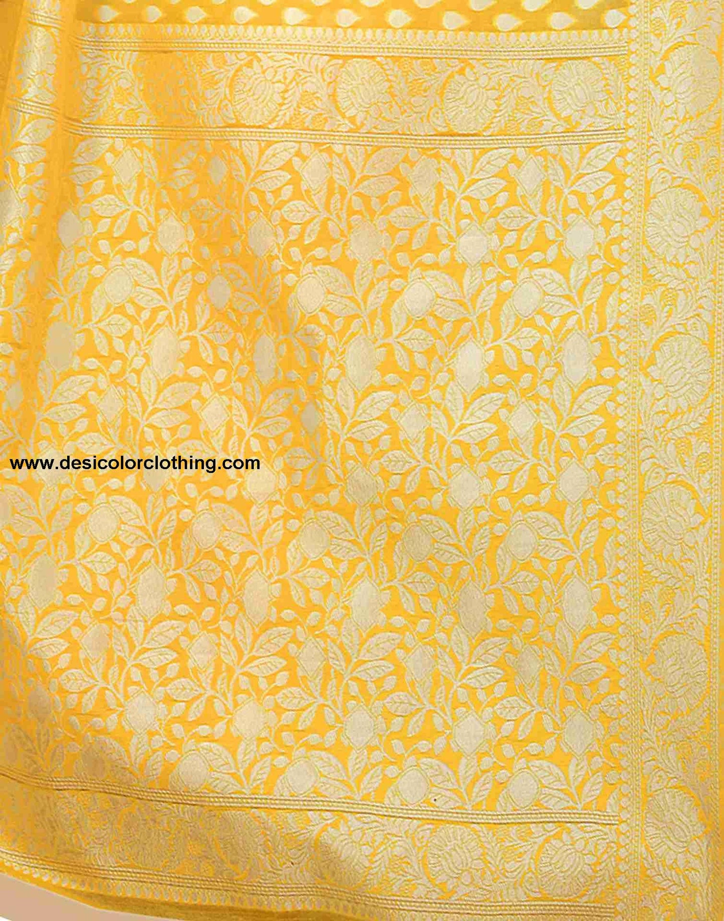 Yellow Cotton Plain Saree