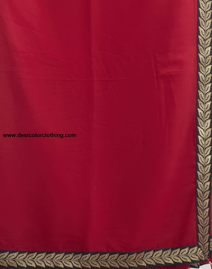 Red Plain Georgette Saree
